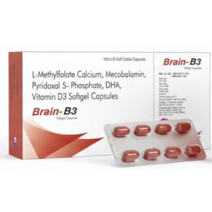 BRAIN-B3 (Softgel) – L-Methylfolate 1mg, Mecobalamin 1500mcg & Pyridoxal 5 Phosphate 0.5mg (Drug)   | By Gynaemex Care