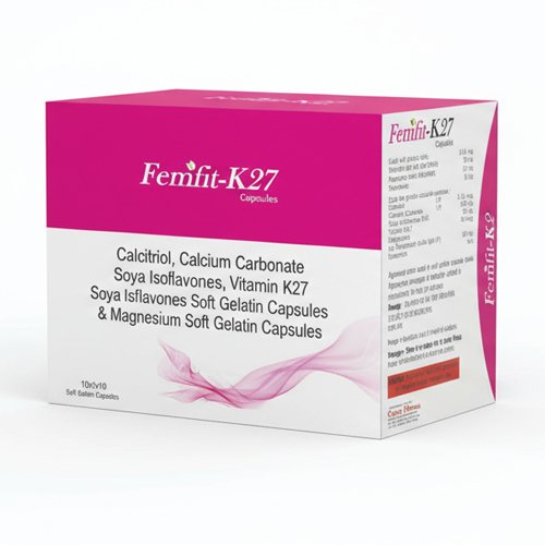 FEMFIT-K27 (Softgel) – Soya Isoavones 40% 50mg, calcitrol 0.25mcg, Calcium Carbonate 500mg  Vitamin K27 45mg and Magnesiun     | ByGynaemex Care