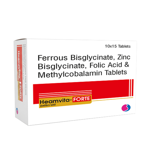 HEAMVITA FORTE – Ferrous Bisglycinate 60mg, Zinc Bisglycinate Eq. to Zinc 14mg,  Mecobalamin  1500 mcg, FA 5mg, Vit B6 10mg, Copper Sul. 1mg Tablets   | ByGynaemex Care