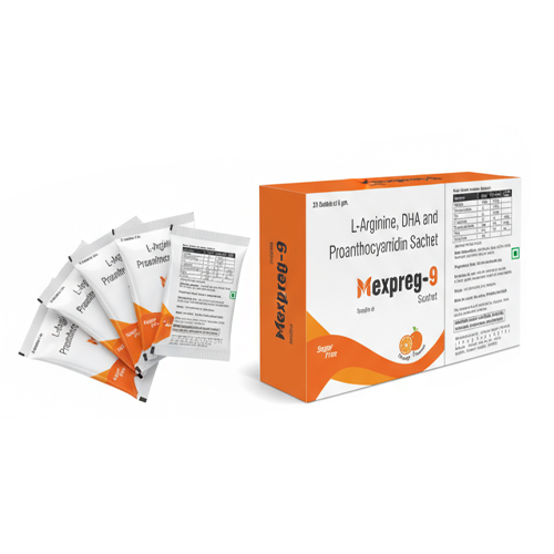 MEXPREG-9 (Sachet) – L- Arginine 3gm & Proanthocyanidin 75mg Granules.    | ByGynaemex Care