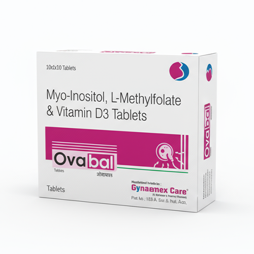 OVABAL (Tablet) – Myo-inositol 1000mg, L-Methylfolate 0.5ng & Vitamin D3 400 I.U  | ByGynaemex Care